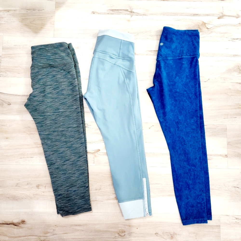 Lot of 3 Athleta Women's Size Small Yoga Elation Zippered Leggings